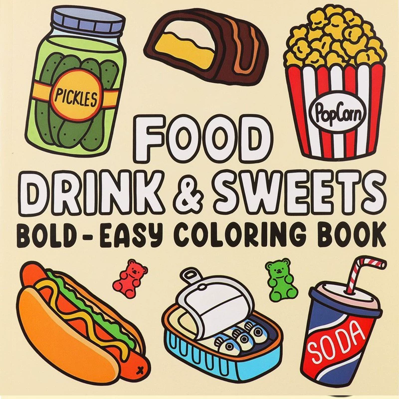 Food Y Snacks Coloring Book - Malbuch für Lebensmittel, Getränke und Desserts