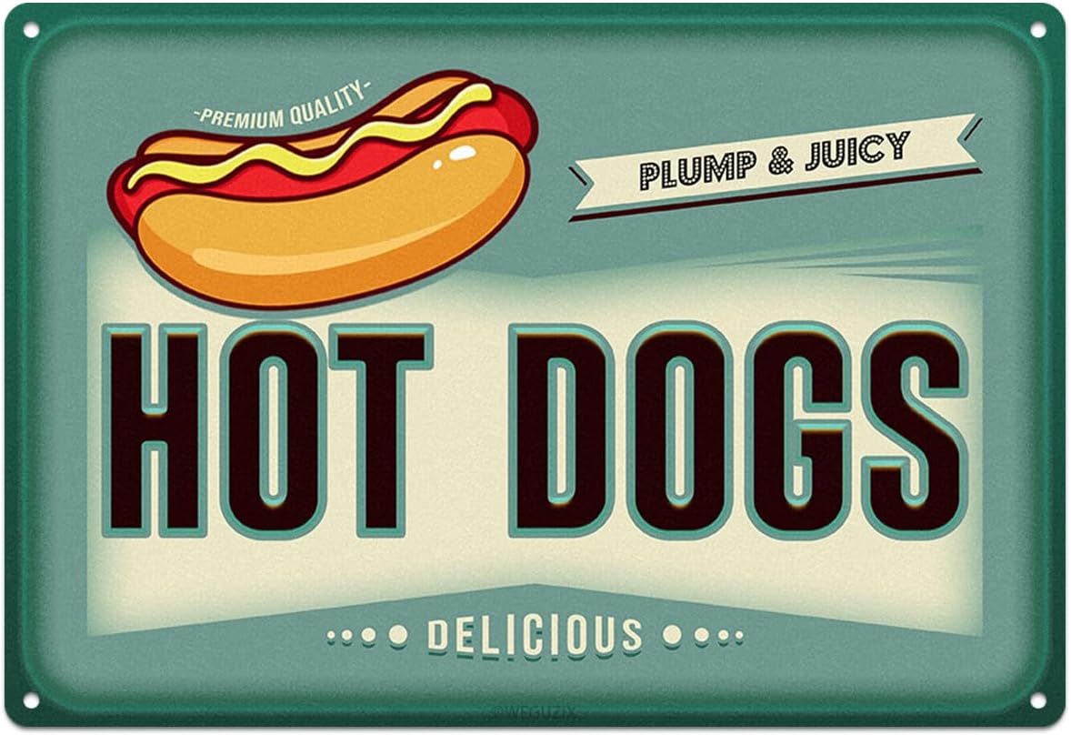 Food Snacks Corner - Lustige Hot Dogs Metallschilder Retro Lebensmittel