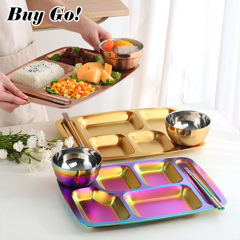 Food Snacks To Buy - 6 abschnitte Edelstahl Fast-Food Unterteilt Tablett