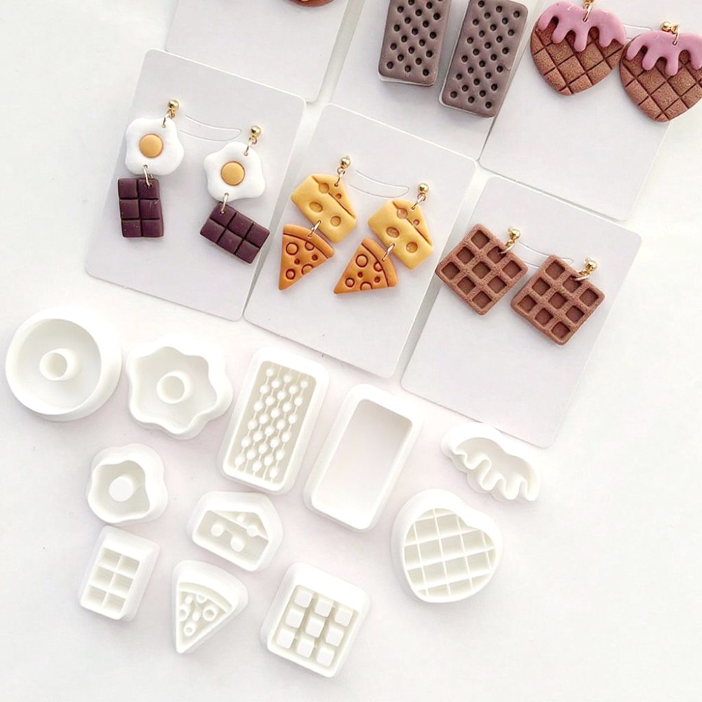 Food Stamps Snacks - 11-teiliges Set Snack-Themen-Modelliermasse-Ausstecher, Lebensmittelformen für DIY-Ohrringe,